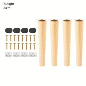 28개 나무 색상 가구 다리 (직선/경사 다리 4개, 플레이트 4개, 패드 4개, 나사 16개 포함), 교체용 의자 다리 테이블 다리 소파 다리 (팔걸이 의자, 화장대용)