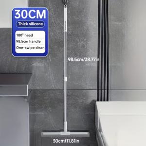 다기능 빗자루 38.78인치(약 98.5cm) 손잡이 바닥 스크래퍼, 가정용 바닥 청소, 욕실, 유리창 및 얼룩 제거에 적합
