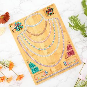 1개 DIY 보석 디자인 보드 - 목걸이, 팔찌 및 공예용 대나무 비딩 정리대, 모든 실력 수준을 위한 사이즈 표시, 컴팩트한 디자인, 가벼운 무게, 내구성 있는 소재, 크래프트 작업 공간 정리, 전문 주얼러를 위한 사이징 도구