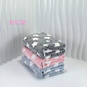 3개 세트 고급 강아지 침대 커버 및 담요, 털옷 애완동물을 따뜻하고 편안하게 유지, 귀여운 별 패턴, 추수감사절, 할로윈, 크리스마스 및 애완동물 애호가를 위한 완벽한 선물