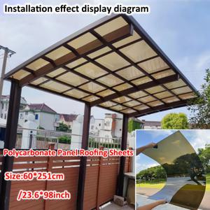 폴리카보네이트 패널 지붕 시트 - 1mm 두께 충격 방지 폴리카보네이트 보드, 브라운/클리어/레이크 아크릴 플라스틱, 60x251cm 온실, 야외 파티오, 정원 차양 및 비막이용, 내구성 있는 방수 디자인, 테라스 차양, 모던한 미학, 고품질 패널