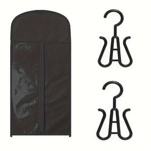 3피스 가발 보관백 세트, 가발 보관 및 정리에 적합. 60cm 이상의 백 1개와 가발 걸이 2개 포함, 가발 보관 필수 도구