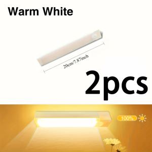 스마트 LED 모션 센서 조명 2개, USB 충전식, 자석형 천장/벽걸이형, 옷장, 캐비닛, 계단 조명용, 플러그 앤 플레이 조명, RV, 침실, 와인장용, 자기 센서 조명