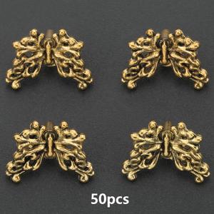 앤티크 골든 속이 빈 나비 모양 스페이서 비즈 50개, 약 13mm, 아연 합금 루즈 비즈, 장식용 비즈, 핸드메이드 구슬 팔찌, 구슬 커넥터, 직조 DIY 주얼리, 팔찌, 목걸이, 펜던트 참, 키체인용, 액세서리 제작 재료, 구슬 및 비즈 모음용