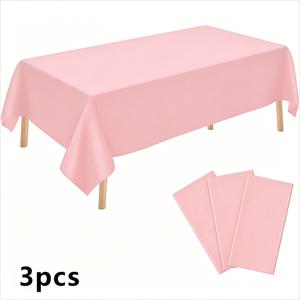 플라스틱 테이블보 직사각형 테이블 3pcs 세트, 54 X 72인치 테이블보, 6피트 테이블에 적합, 일회용 테이블보, 테이블보, 파티, 모임, 결혼식, 피크닉, 캠핑, 어버이날, 아버지의 날, 할로윈에 적합