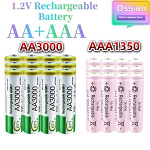 Ossian 1.2V 충전식 NiMH 배터리 24개입(AA 12개 + AAA 12개) AA 3000mAh AAA 1600mAh, 리모컨, 무선 마우스, 키보드, 손전등, 전동 장난감, 알람 시계 및 소형 가정용 전자 기기용 장시간 사용 성능