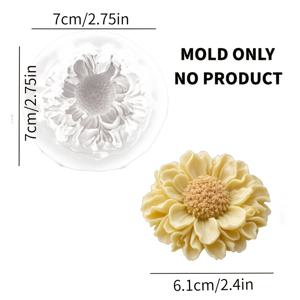 수지 아트 및 비누 만들기용 재사용 가능한 데이지 실리콘 몰드 - DIY 공예, 아로마테라피 디퓨저 스톤, 왁스/수지 공예용 겹쳐진 꽃잎과 꽃 중심부 탈형 가능 몰드, 집 장식용 탈형 선물