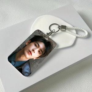 링허 장 키체인 카드 홀더 1개, 내구성 있는 플라스틱 소재, 신분증/신용카드/버스카드용 투명 창, 봄/졸업 시즌 직장인용, 생일 선물로 이상적, 세련된 남성용 카드 케이스