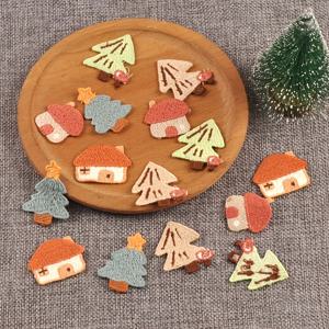 약 3cm 다색 나무/집 패턴 레이스 원단 조각 10개, DIY 공예품, 의류, 헤어 클립, 헤어 액세서리 장식용으로 무작위 혼합, 뒷면에 접착제 없음