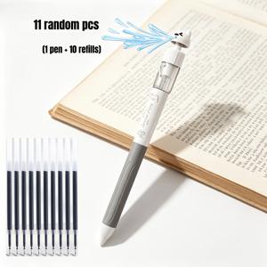 11개 세트, 패셔너블한 강아지 모양 물총 펜, 창의적인 중성 펜, 아웃 코어 프레스 아웃 물 전체 컵 아이템, 실리콘 슬리브 ST 팁 학교 엔터테인먼트 고급스러운 미적 감각 초귀여운 선물 랜덤 패턴