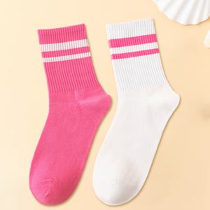 여성 남성용 웃긴 양말 2켤레, 파티 선물용 통기성 좋은 해피 삭스, 친구를 위한 양말, 파티 코스튬용 귀여운 양말, 멋진 양말, 친구를 위한 신기한 양말, 양말, 더블 바 양말, 친구를 위한 여름 양말, 스포츠 양말, 핑크 화이트 S