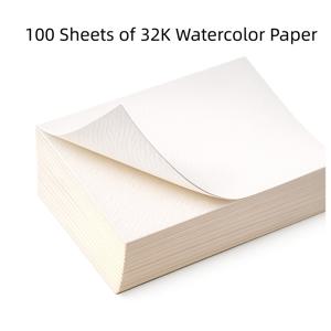 수채화용 전문가용 수채화지 100매, 300gsm 32k 두꺼운 수채화지, 수채화, 색연필, 구아쉬, 유성 파스텔용