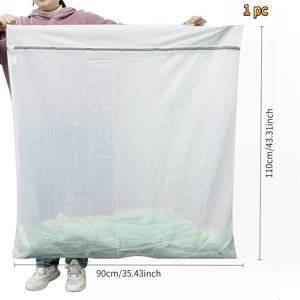 특대형 메쉬 세탁망 가방, 1개, 43 X 35인치(약 110 X 90cm), 대형 사이즈 세탁기 보호용 세탁망, 여행 캠핑, 교복 재킷, 시트, 커튼, 담요, 침구, 반려동물 용품에 적합, 세탁망 가방