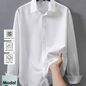 남성용 긴팔 셔츠, 모달 원단 제작, 매우 부드러움, 캐주얼, 사무실, 비즈니스 복장에 적합
