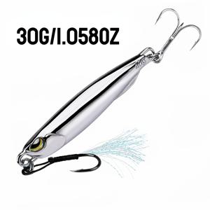 메탈 지그 낚시 루어 2개, 트리플 훅 및 훅 포함 실버 하드베이트 캐스팅 지그, 15g 20g 30g 40g 옵션, 농어, 송어, 지깅, 바닷물 및 민물 낚시용