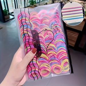 400개 랜덤 컬러 0.98인치 미니 마카롱 헤어 타이 세트, 얇은 신축성 헤어 밴드, 여성을 위한 모발 친화적 헤어 액세서리, 심플 헤어 타이, 멀티컬러 헤어 타이, 땋기, 날림머리 정리, 손목 장식, 데일리 헤어스타일링 및 기타 시나리오에 적합