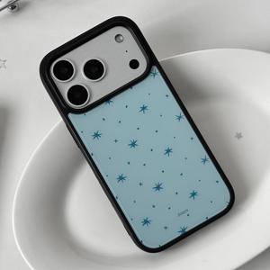 휴대폰 케이스 - 이지 블루 스타 폴카 도트 블랙 엣지 폰 케이스, 아이폰 17 Pro Max 17 Pro 15 Pro Max 15 Pro 15 14 Pro Max 14 Pro 14 13 Pro Max 13 Pro 13 호환, 충격 방지 보호 커버