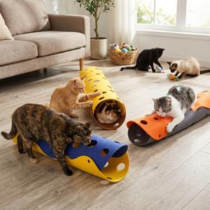 랜덤 색상 펠트 고양이 터널 장난감, DIY 고양이 침대집, 아기 고양이 매트, 반려동물 매트, 반려동물 장난감, 나무 구멍 미로, 고양이 은신처, 분리형 및 세탁 가능