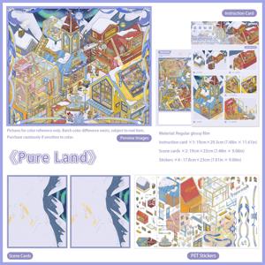 귀여운 DIY 풍경 스티커북 세트, 장면 카드가 포함된 3D 레이어드 풍경 PET 저널링 스티커, 스크랩북킹 미술 공예용 창의적인 만화 사막 역 바다 수의과 병원 겨울 정토 데칼