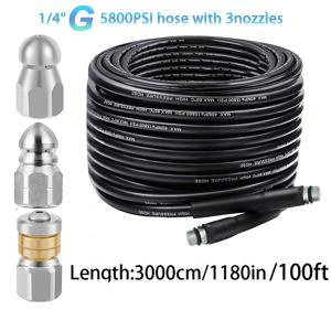 고압 세척기 배수 세트 키트, 최신 5800PSI 배수 클리너 호스, 1/4인치 G, 1/4