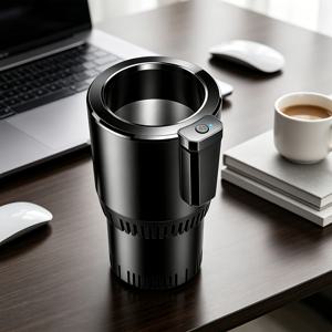 1개입 블랙 플라스틱 차량 컵 홀더, 원버튼 냉온풍, 스마트 온도 조절, 360° 통풍, USB 전원, 차량, 트럭, RV, 사무실 및 가정용
