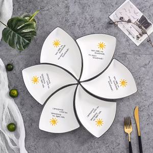 6개 창의적인 모양 세라믹 접시 세트, 다용도 디저트 스낵 튀김 견과류 소스 접시, 피크닉 캠핑 BBQ 결혼식 가족 파티 & 동창회 식사에 적합