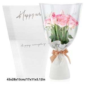 10개 크라프트 종이 꽃 포장지, 웨딩 생일 발렌타인데이 선물용 부케 슬리브 포장지