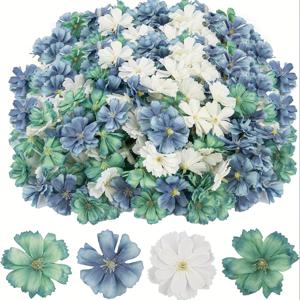 50개 실크 매화 꽃 머리, DIY 공예용 인공 피오니 데이지 장식, 결혼식 및 파티 모자 액세서리 - 세 가지 색상 믹스, DIY 꽃 프로젝트 | 생동감 있는 꽃 장식 | 세밀한 꽃잎 장인 정신, 꽃 장식