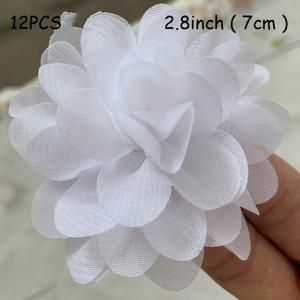 12개 랜덤 2.8인치 (7cm) 쉬폰 꽃 (헤어 클립 없음) 패션 헤어 장식 웨딩 장식 머리띠 헤어밴드 센터 드레스 샌들 모자 용품