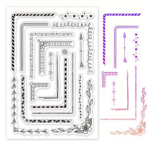 1장 스트릭 코너 테마 클리어 스탬프 - 꽃, 잎사귀, 별 모양 카드 만들기 스크랩북 포토 앨범 공예용 핸드메이드 키트 스티커 세트