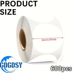 600개 롤당 - 2인치(50mm) 원형 라벨, 연속 롤 열전사 프린터 스티커, 자체 접착식 (라미네이트 불필요), 소매점/사무실/재고관리/배송용, GDGDSY 호환 열전사 프린터 라벨, 광택 마감 내구성 라벨, 사무용 라벨