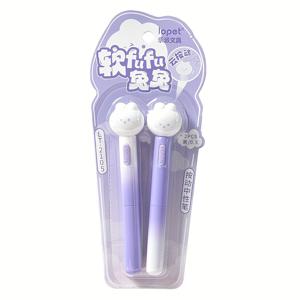 토끼 모양 젤 펜 2개 세트, 부드러운 필기감을 위한 창의적인 디자인, 0.5mm 검정색 사무용 펜
