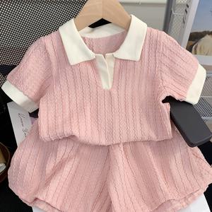 여아용 여름 의상 2pcs, 새로운 스타일리시한 셔츠와 반바지 스포츠 세트, 아동 및 유아용 패셔너블한 반팔 2pcs 세트, 여름 컬렉션, 야외 활동에 최적