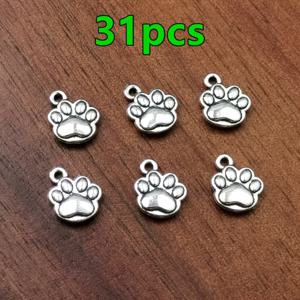 31개 동물 발바닥 프린트 고양이 발바닥 강아지 발바닥 펜던트, 여성 패션 펜던트 참, DIY 핸드메이드 목걸이, 귀걸이, 팔찌, 발찌, 스타일, 주얼리 제작용 참 펜던트, 수제 핸드메이드 선물용 액세서리