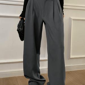 여성용 이지 슈트 캐주얼 바지 (클래식 실루엣, 플리츠 앞면 및 딱딱한 원단), 옷장 필수템, 봄/여름 카페 모임, 야외 데이트, 주말 파티에 적합, 우아하고 패셔너블, 클래식