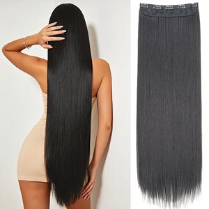 여성용 엑스트라 롱 클립인 인조 헤어 익스텐션, 부드럽고 매끄러운 엉킴 방지 헤어피스, 데일리웨어용, 스타일링이 쉬움