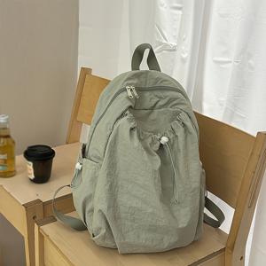 드로스트링 경량 나일론 백팩, 멀티 포켓 조절 가능한 스트랩 캐주얼 데이팩, 여행 학교 통근 데일리 사용, 패션 숄더백