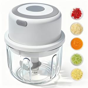 1개 전기 푸드 프로세서, 스테인리스 스틸 블레이드가 있는 전기 마늘 다지기, 450ML 대용량 디자인, USB 충전식, 1200RPM, 생강, 고추, 과일, 고기 등에 사용