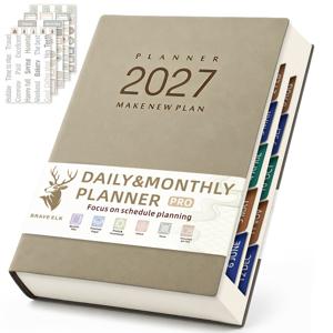 2027 데일리 플래너 바인더, 400페이지 - 습관 추적, 월간 및 일간 시간 계획 노트, 시간 관리 및 자아 규율 계획, 생산성 계획 노트 포함