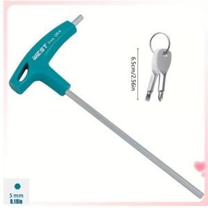 3종 세트: 5mm 육각 렌치 + 일자 드라이버 + 십자 드라이버 포함 T자형 핸들 육각 렌치/드라이버 공구 세트 - 자전거 수리, 가정용 하드웨어 수리, 기계 조립, 야외 사이클링 유지보수를 위한 편안한 T자형 핸들 그립 - 육각 렌치 공구 세트