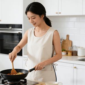 단색 민소매 앞치마 단품, 수납 포켓 2개 포함, 남녀공용, 주방, 찻집, 미용실에 적합. 가정용 주방 청소 및 상업용 서비스 직원 유니폼으로 이상적. 깨끗하고 통기성 좋음