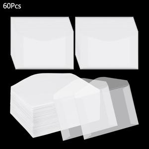 60개 투명 자체 밀봉 인사말 카드 봉투 - 웨딩 답례품 미니 프로스트 봉투를 위한 우아한 봉투, 로또 티켓, 스탬프, 동전, 웨딩 초대객 선물 및 수집용 카드용 셀로판 종이 봉투