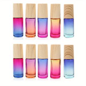 10개입/팩 5ml 빈 롤온 유리병, 메탈 롤러 볼 포함, 그라데이션 색상 용기, 향수/에센셜 오일 용기 리필 가능