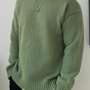 남성용 라운드넥 드롭 숄더 단색 스웨터 가을 겨울 캐주얼 루즈핏 니트 풀오버