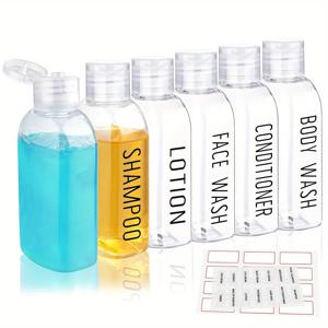 6개 TSA 승인 누수 방지 여행용 병, 100ml 투명 PET 플라스틱 플립 캡 - 샴푸, 컨디셔너, 바디워시 등을 위한 리필 가능한 세면 용기 - 휴대용 및 안전한 디자인의 여행 필수품, 휴대용 액체 보관함 | 누수 방지 설계 | 애완 동물용 플라스틱 병, 화장품을 위한 여행용 병