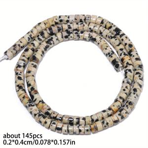145개 2x4mm 천연석 옐로우 스팟 재스퍼 원통형 비즈, 패션 루즈 스페이싱 비즈, 주얼리 만들기 DIY 정교한 팔찌, 목걸이, 귀걸이 액세서리, 남녀 선물용