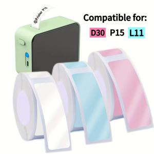 14 x 40mm 크기의 열 라벨 테이프 3롤, 롤당 480개 라벨, P15/D30/D32/D35/L11 라벨 프린터용으로 설계되었습니다. 이 라벨은 컬러 격자 인쇄 기능을 갖추고, 자체 접착식입니다.