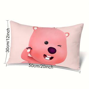 1개 귀여운 비버 프린트 직사각형 베개 커버 12x20인치 - 양면 인쇄, 지퍼 클로저, 세탁기 사용 가능한 폴리에스터, 사무실, 거실, 침실 장식 및 휴일 선물용 현대적 스타일 (입체 미포함), 장식용 베개 커버