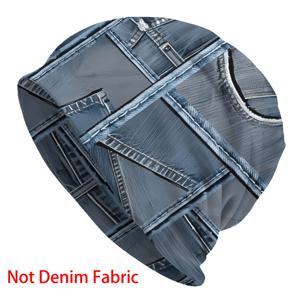 프린트 패션 모자 - 원단 아님 2D 평면 프린팅 블루 jeans 패치워크 얇은 모자 보닛 힙스터 스컬리 비니 비니 캡 남성 여성 귀마개