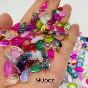 8mm x 14mm 유리 물방울 비즈 - 한국 스타일 DIY 공예용 비즈, 목걸이, 귀걸이, 머리장식용 물방울 모양 유리 비즈 (비즈링/비즈루머와 호환 가능)